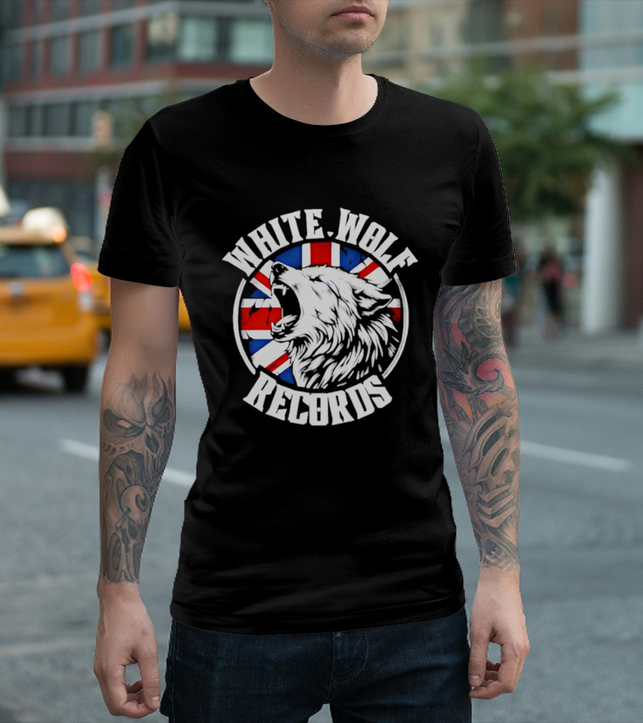 White Wolf Records British Flag Wolf T-Shirt