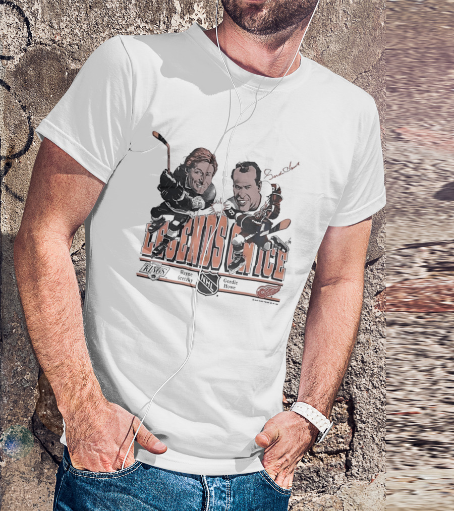 Wayne Gretzky Gordie Howe Legends On Ice Los Angeles Kings Detroit Red Wings NHL T-Shirt