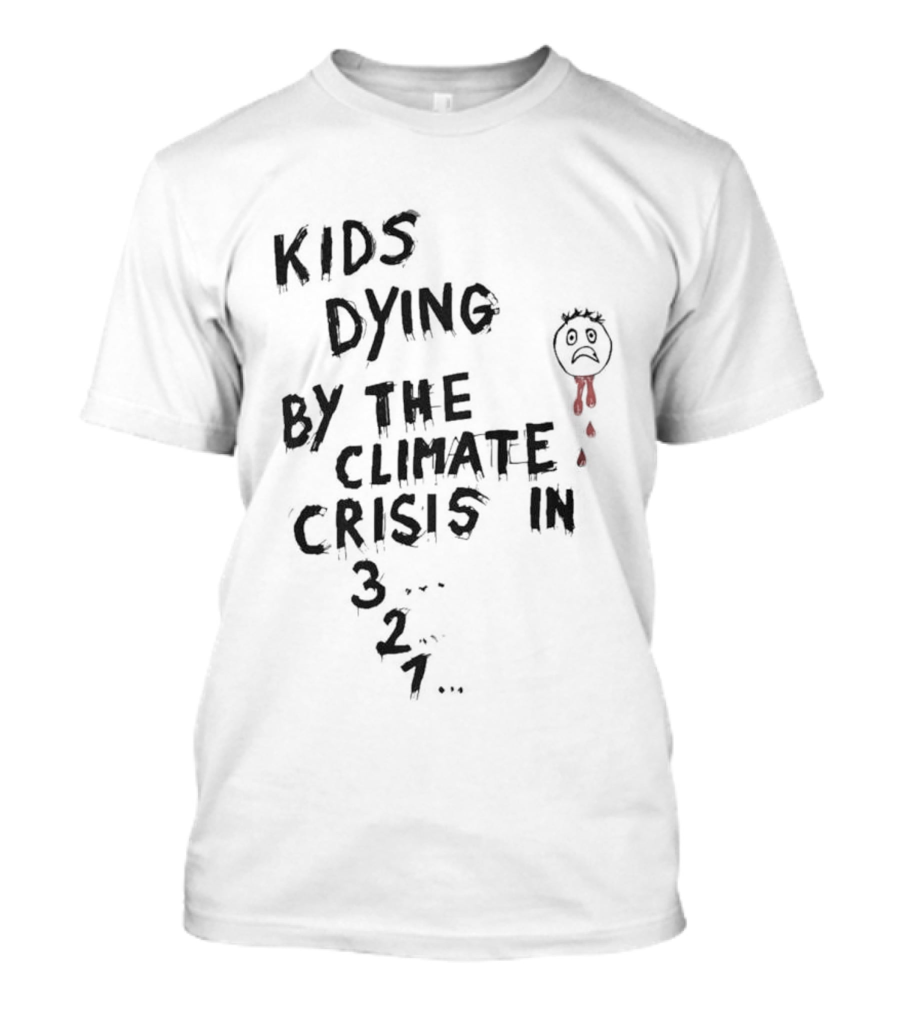 Kids Dying By The Climate Crisis In 3 2 1 Red Paintbrush Drawing T-Shirt