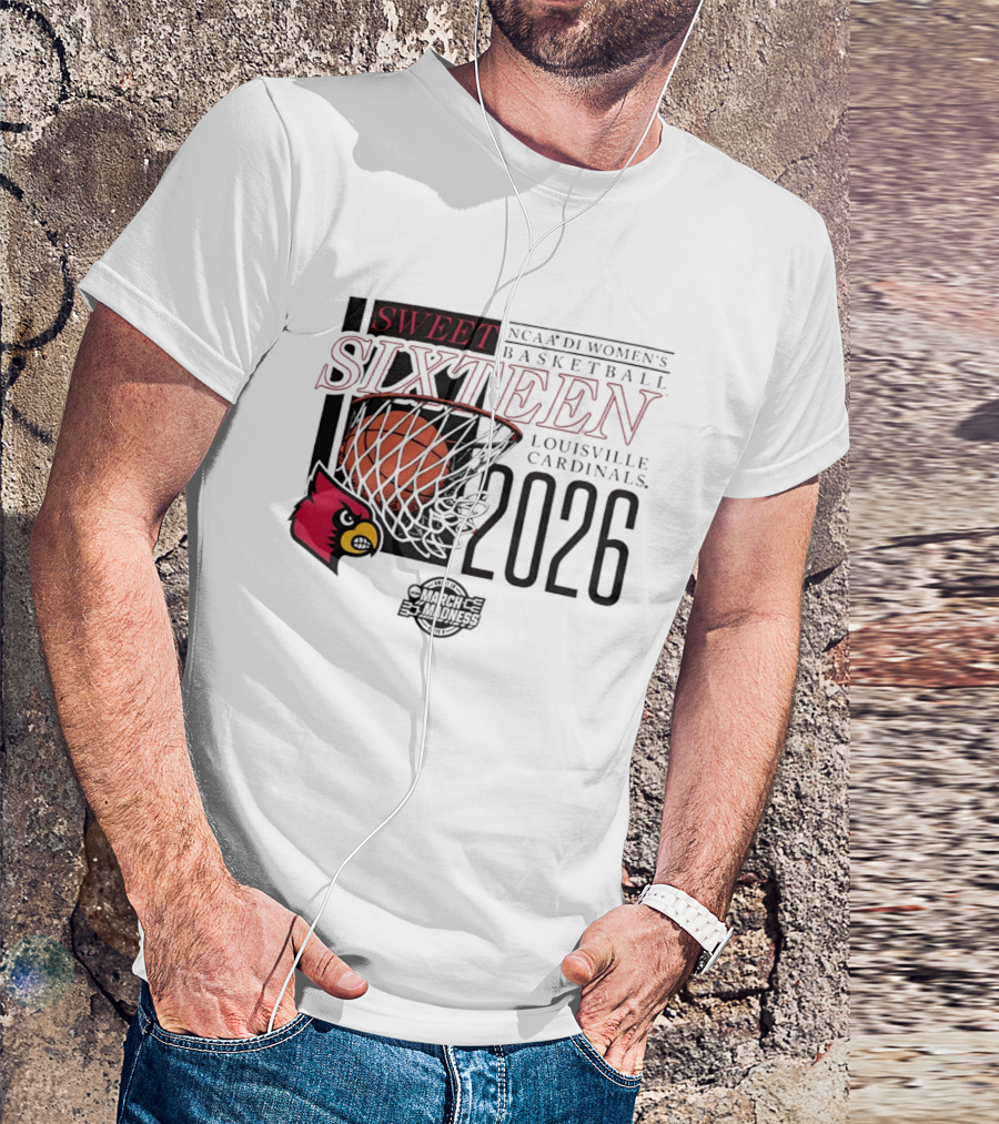 Louisville Cardinals Sweet Sixteen 2026 NCAA D1 Women's Basketball March Madness T-Shirt
