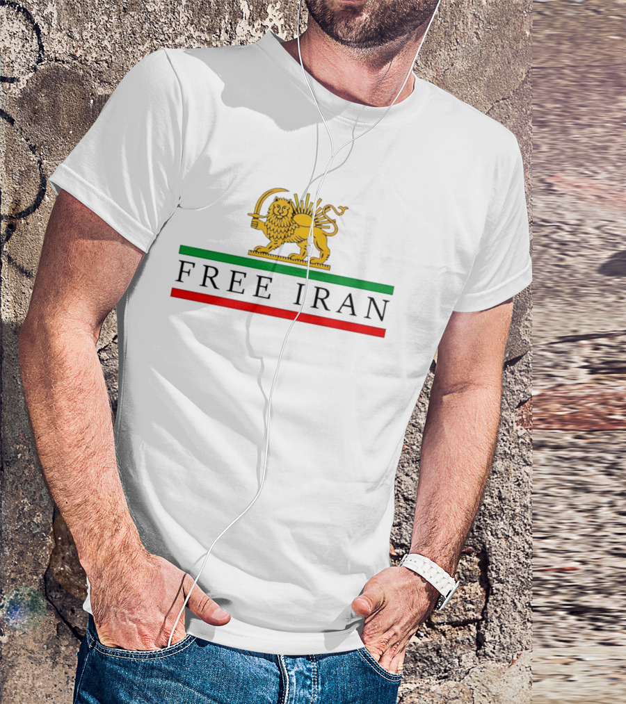 Free Iran Persian Lion And Sun Icon With Green Red Bars T-Shirt