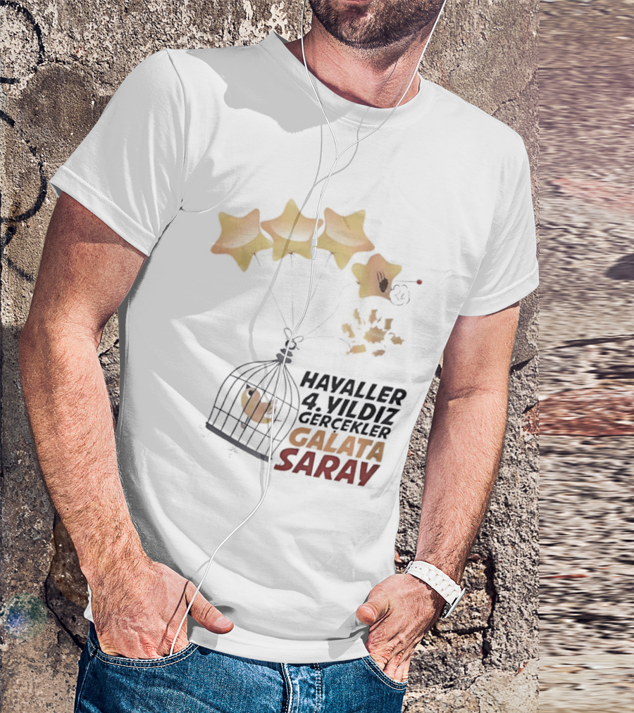 Havaller 4 Yıldız Gerçekler Galata Saray Turkish Football Club Stars T-Shirt