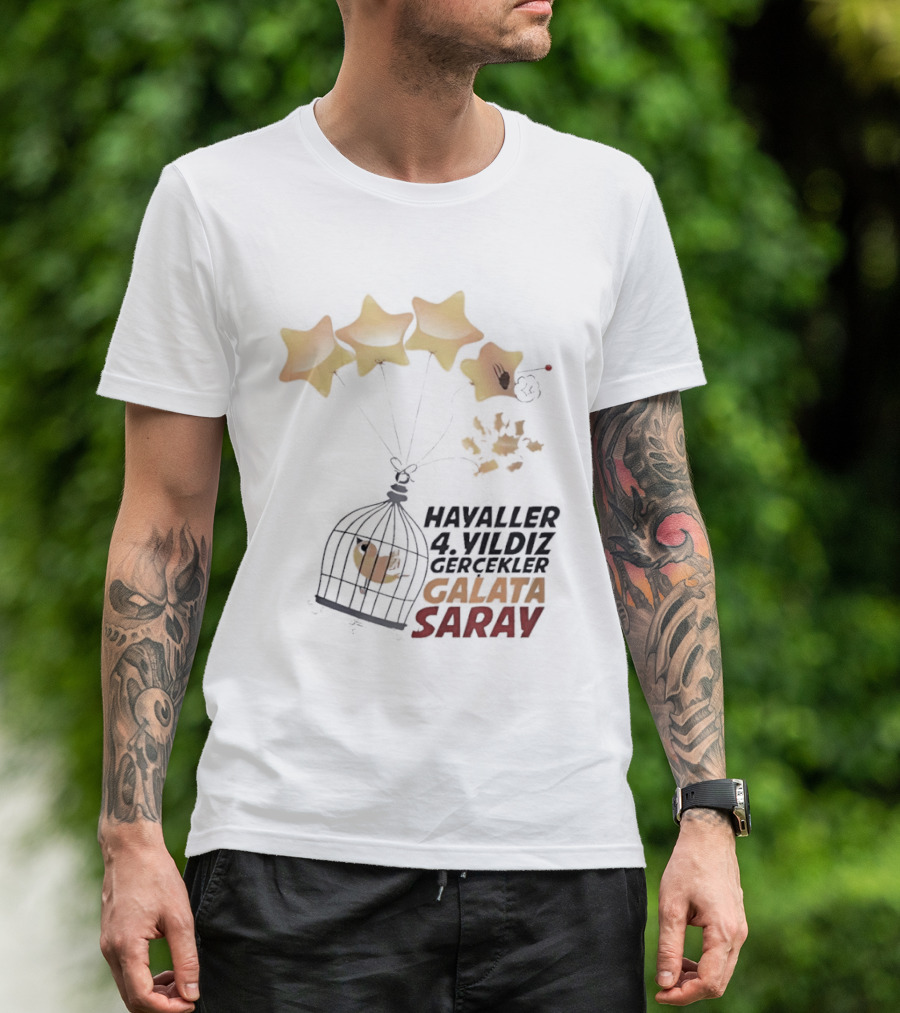 Havaller 4 Yıldız Gerçekler Galata Saray Turkish Football Club Stars T-Shirt