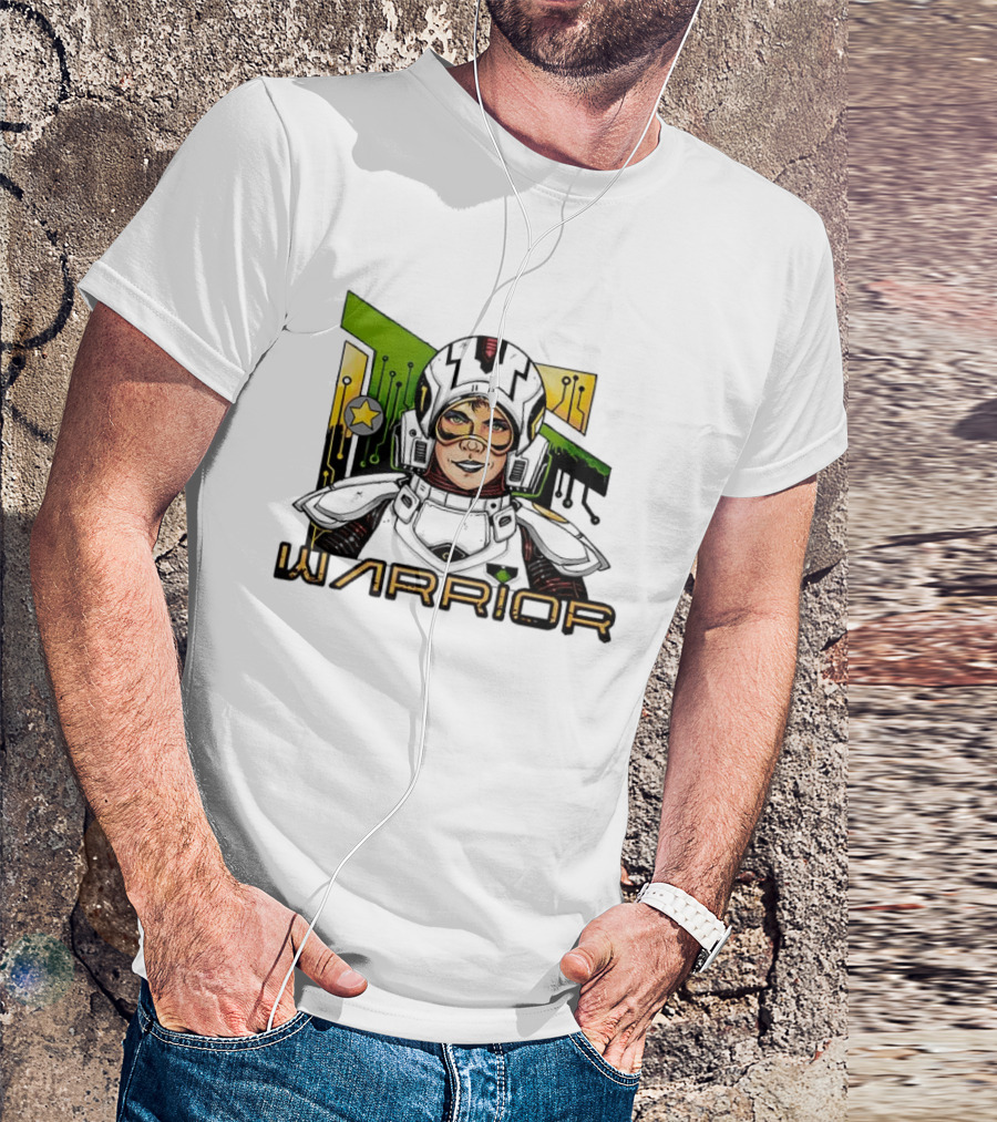 Riza Warrior Sci Fi Cybernetic Soldier With Helmet T-Shirt