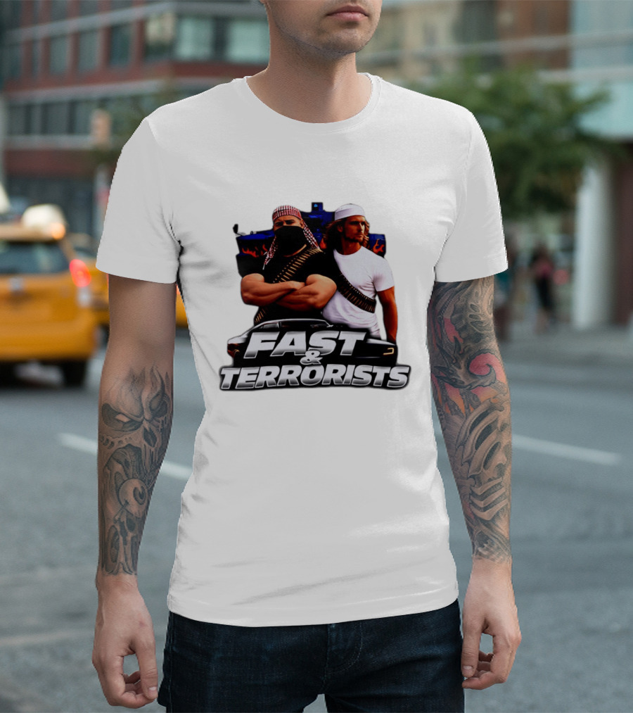 Fast & Terrorists Movie Parody With Muscle Cars And Bandolier T-Shirt