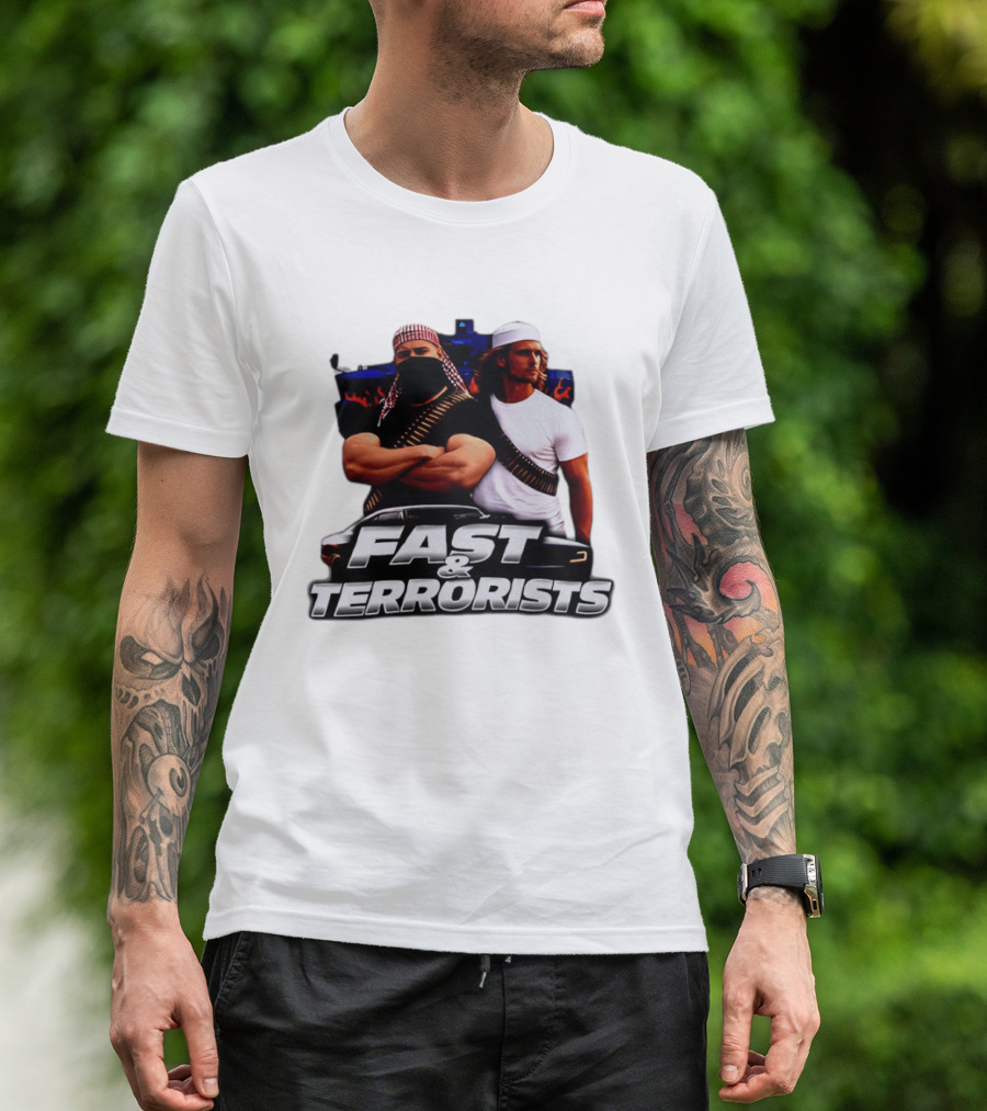 Fast & Terrorists Movie Parody With Muscle Cars And Bandolier T-Shirt