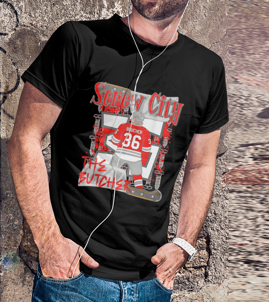 Screw City Boucher 36 The Butcher Rockford IceHogs Hockey T-Shirt