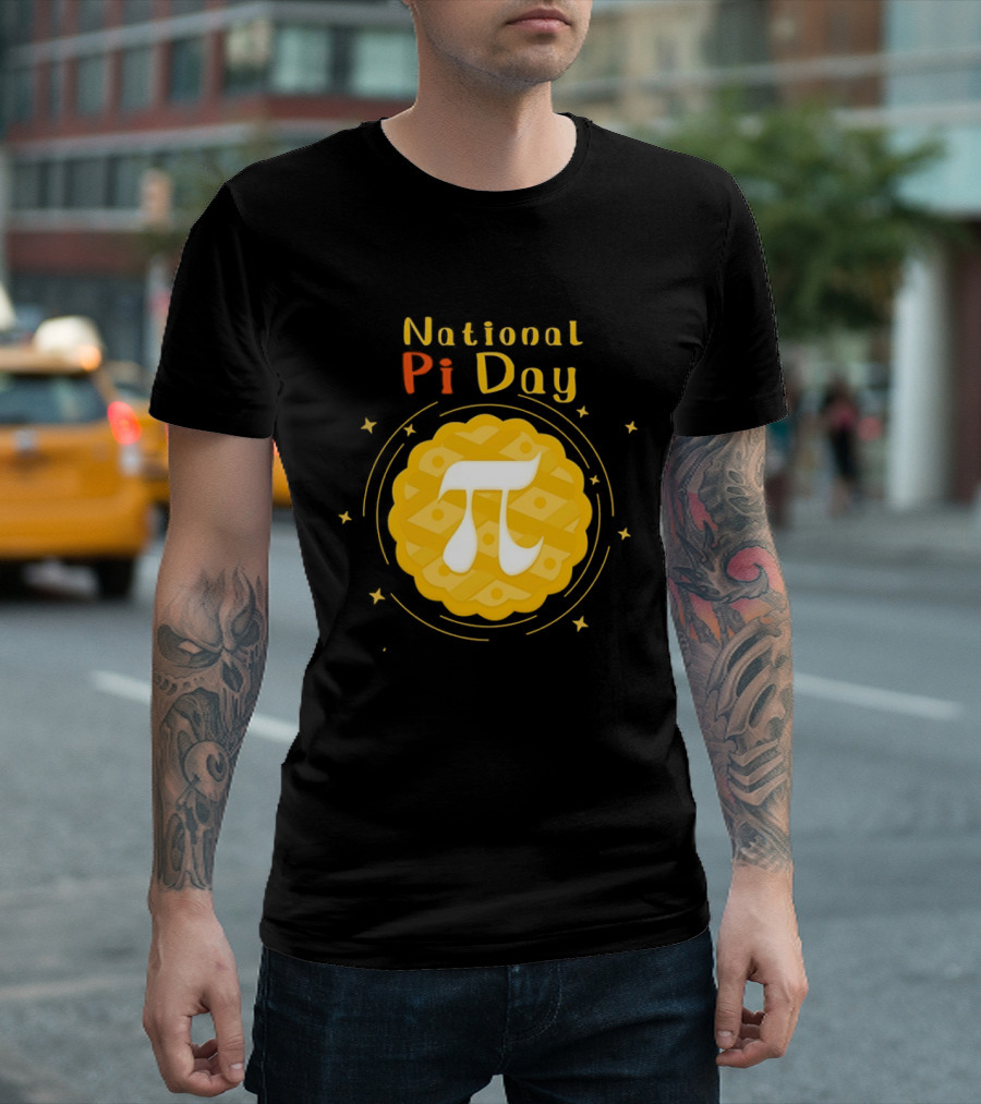 National Pi Day Pie Icon With Stars And Math T-Shirt
