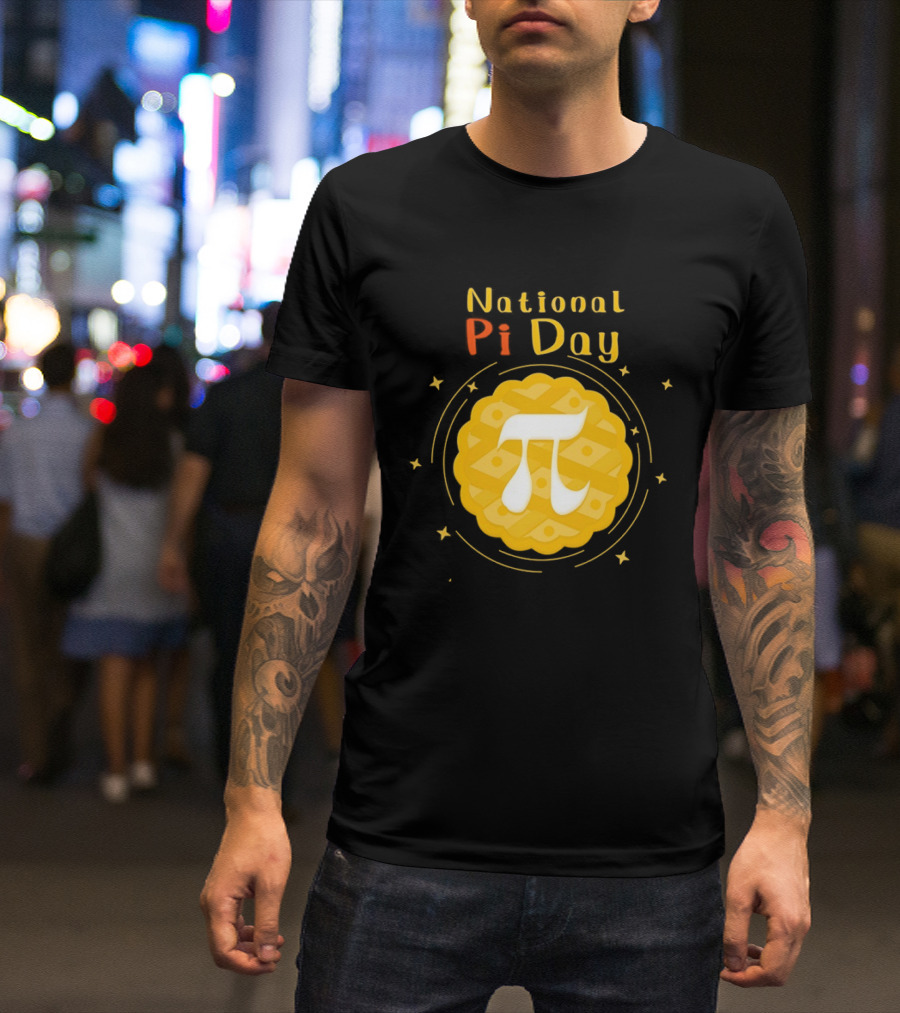 National Pi Day Pie Icon With Stars And Math T-Shirt