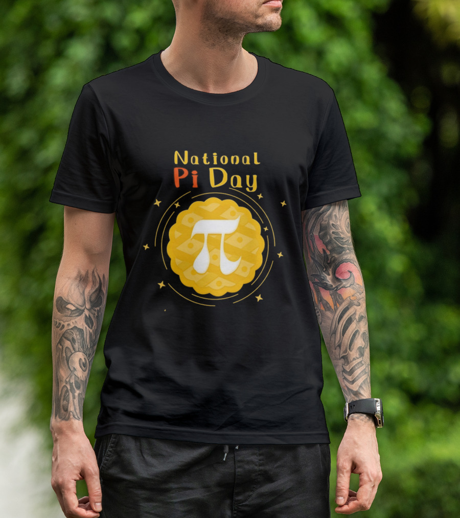 National Pi Day Pie Icon With Stars And Math T-Shirt