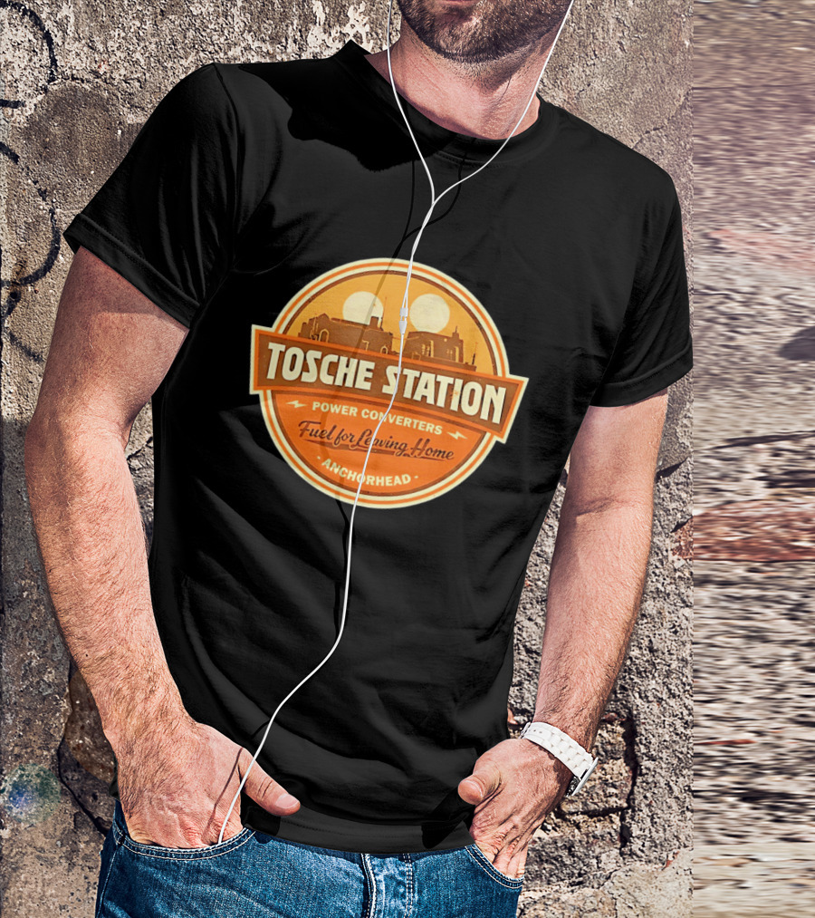 Tosche Station Power Converters Fuel For Leaving Home Anchorhead Twin Suns Desert Scene T-Shirt