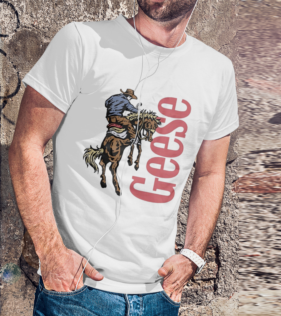 Geese Cowboy Riding Cartoon Adventure T-Shirt