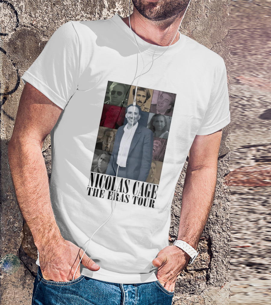 Nicolas Cage The Eras Tour Multicolor Collage T-Shirt