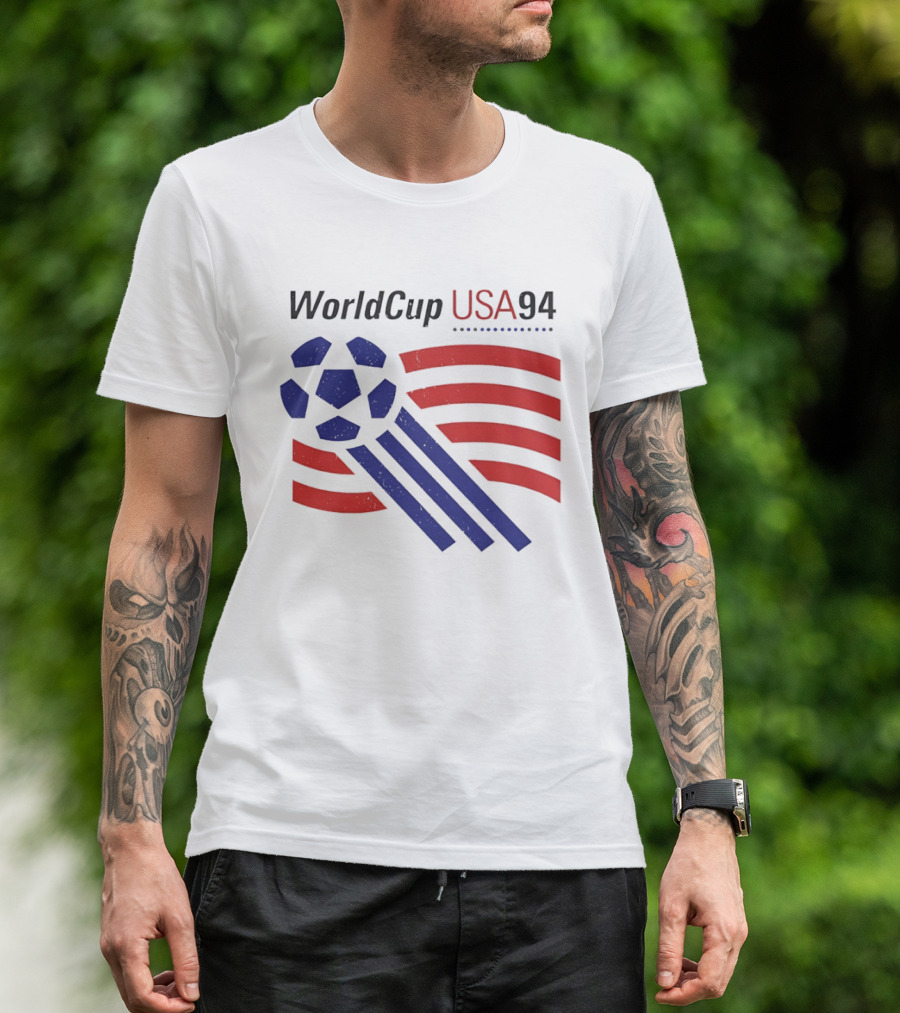 World Cup USA 94 Iconic Soccer Ball And Stripes T-Shirt