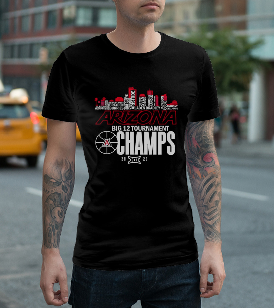 Arizona Wildcats Skyline City Big 12 Tournament Champs 2026 Basketball A T-Shirt