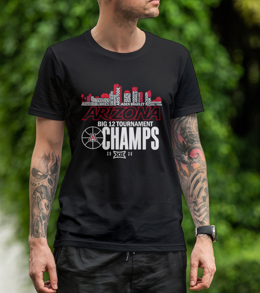 Arizona Wildcats Skyline City Big 12 Tournament Champs 2026 Basketball A T-Shirt