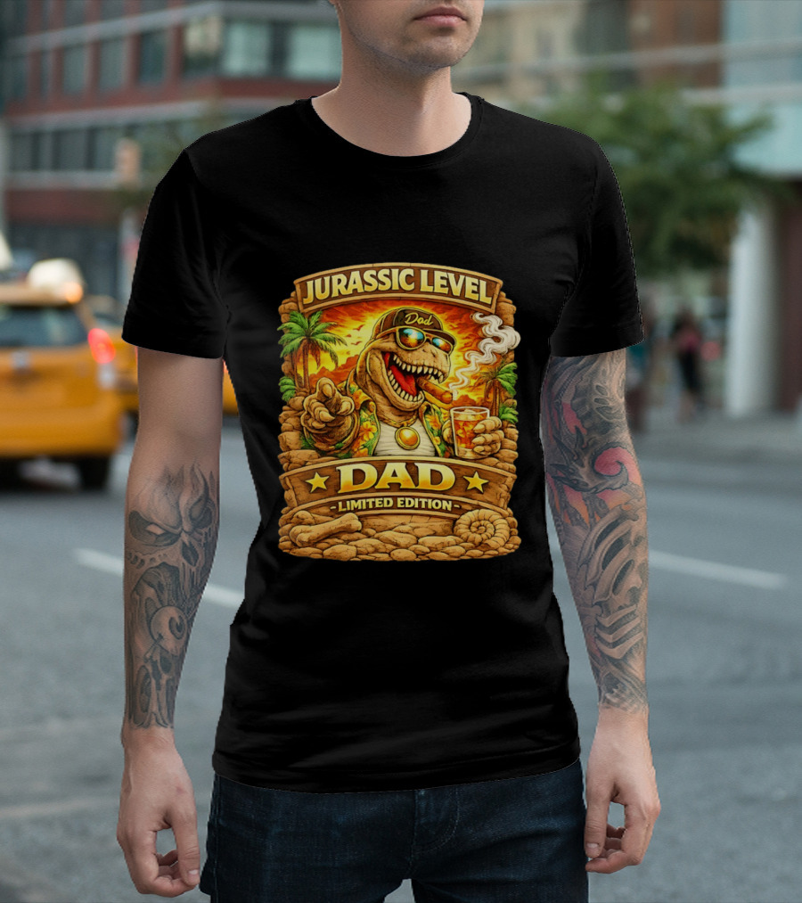 Jurassic Level Dad Dinosaurs Sunglasses Cigar Limited Edition T-Shirt