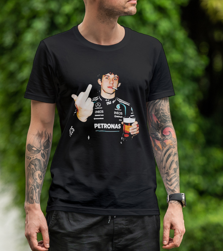 Kimi Antonelli F1 Petronas Mercedes Smoking Beer Middle Finger T-Shirt