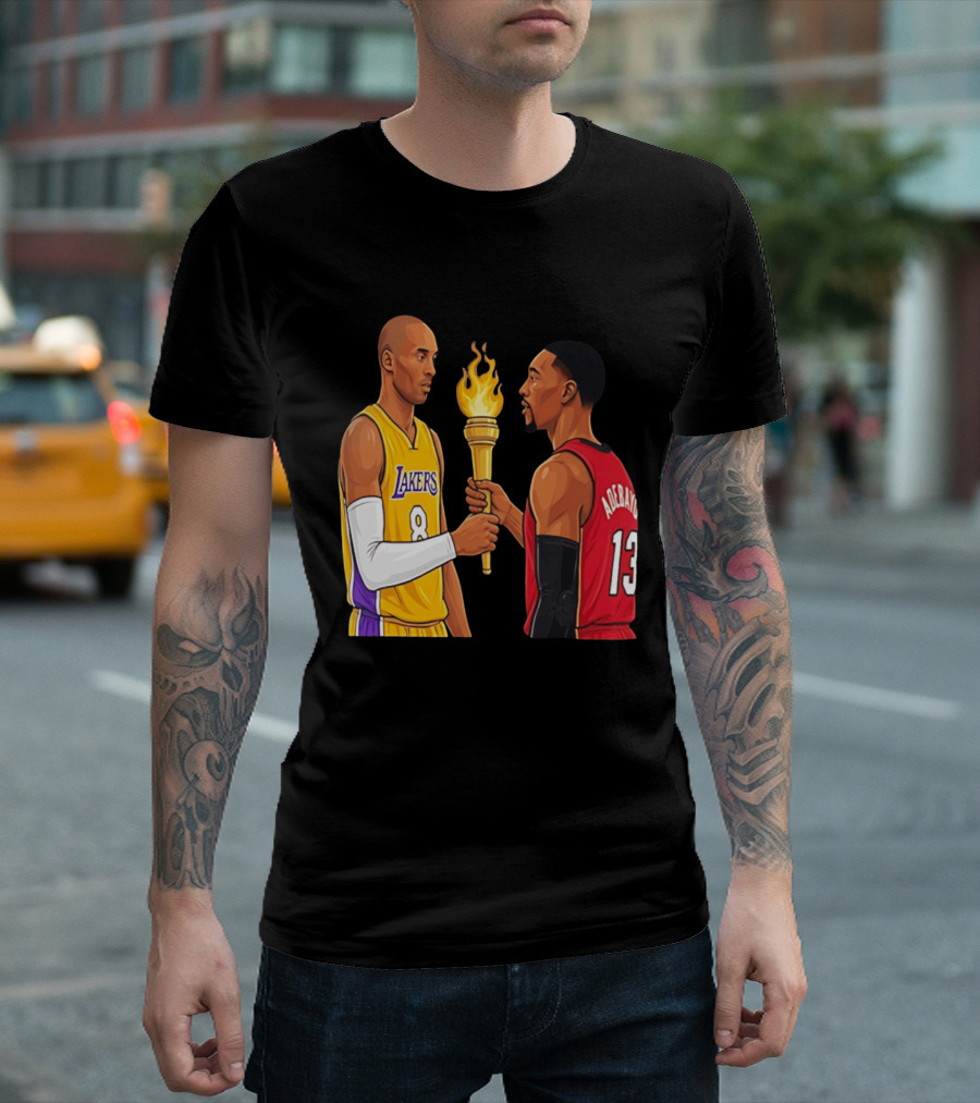 Kobe Lakers Number 8 Passing Torch To Adebayo Number 13 Basketball Moment T-Shirt