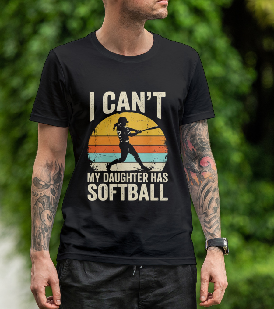 Softball Player 12 I Can't My Daughter Has Softball Sunset T-Shirt