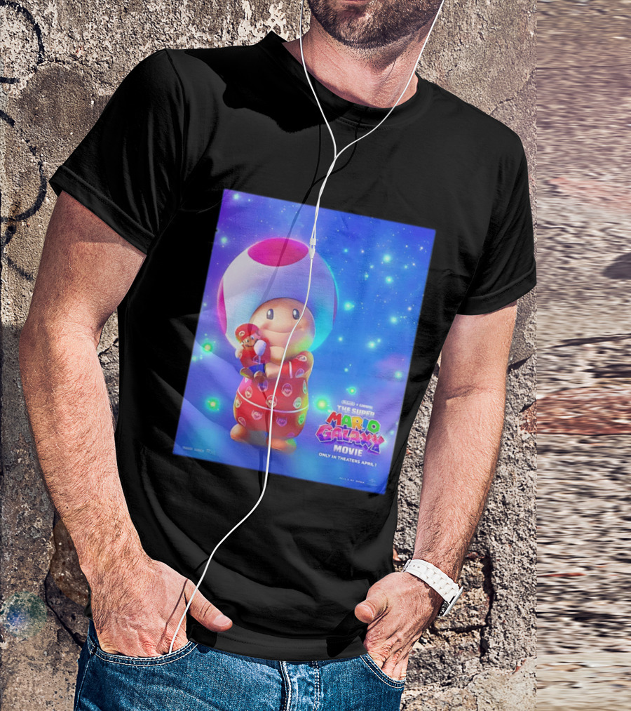 The Super Mario Galaxy Movie Toad Hugging Mario Pajamas Only In Theaters April 1 T-Shirt