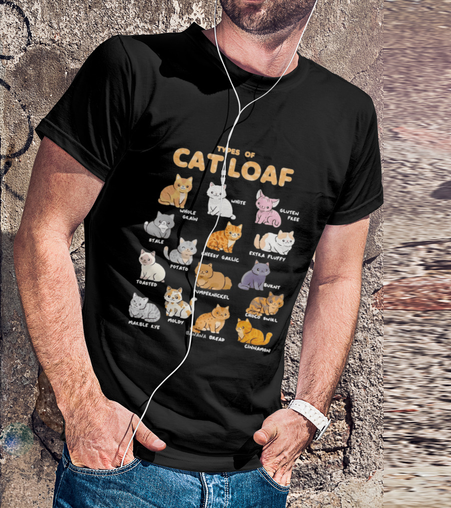 Types Of Cat Loaf Illustrated Cute Feline Varieties T-Shirt
