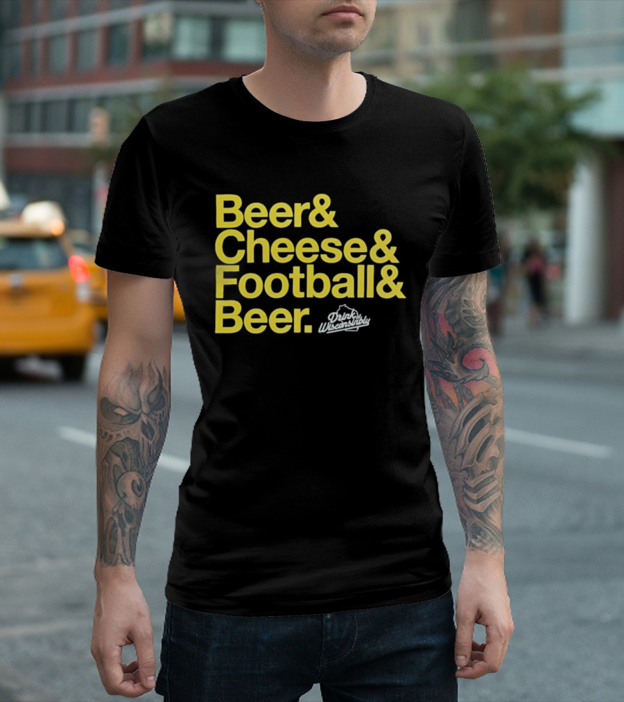 Beer Cheese Football Beer Drink Wisconsibly Packers Fans Game Day T-Shirt