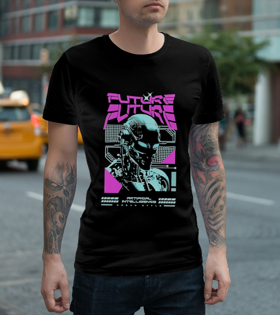 FUTURE FUTURE Cybernetic Robot Head Artificial Intelligence Urban Sci Fi World Cyborg T-Shirt