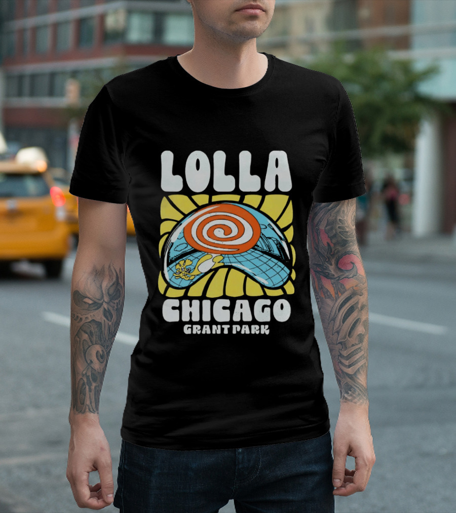 Lolla Chicago Grant Park Swirl Hat Summer Sunburst T-Shirt