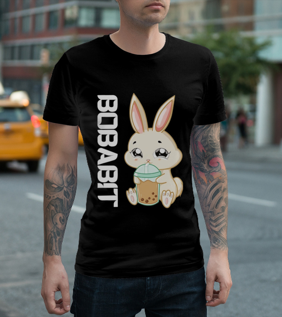 Bobabbit Cute Bunny Drinking Boba Tea T-Shirt