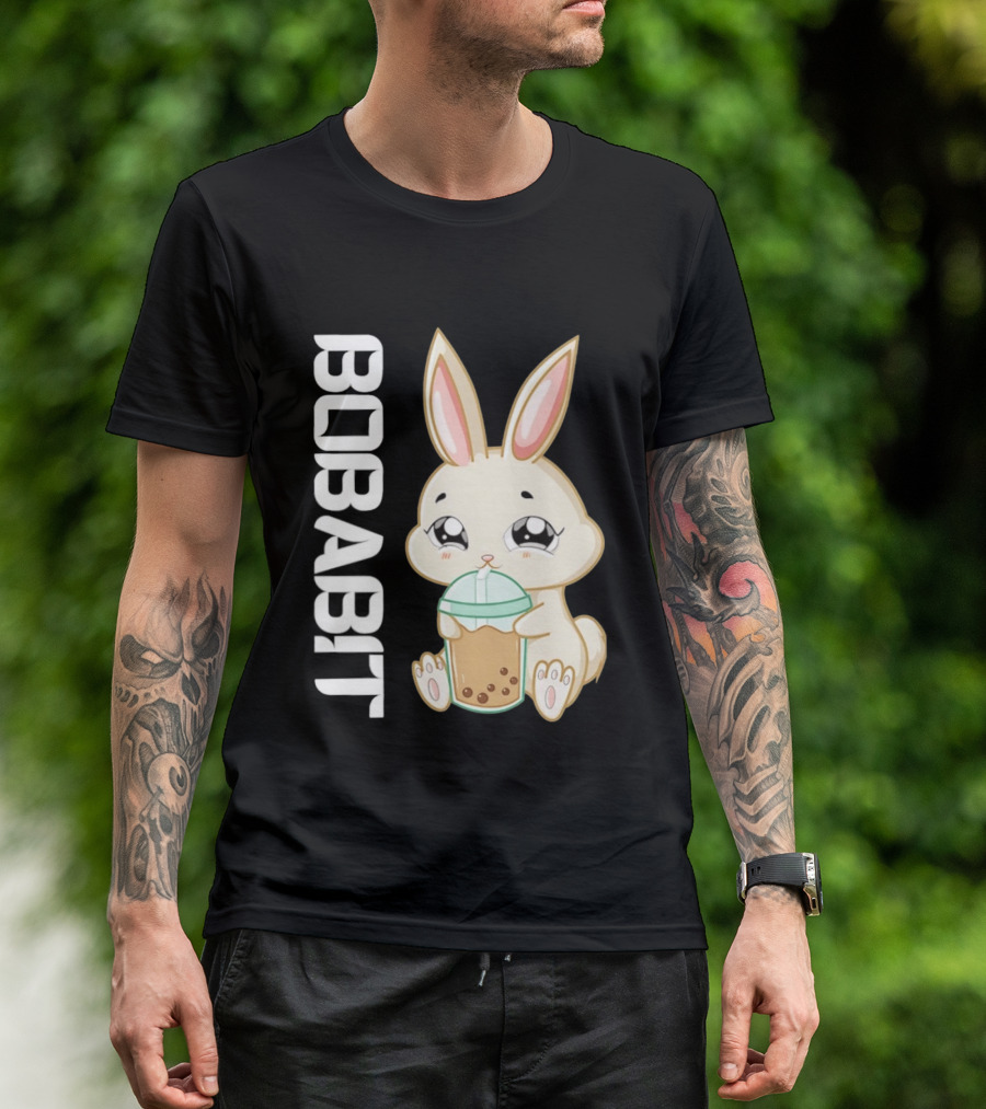Bobabbit Cute Bunny Drinking Boba Tea T-Shirt