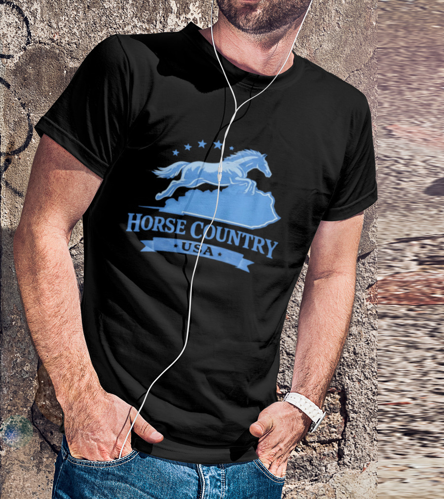 Horse Country USA Blue Horse Kentucky Stars T-Shirt