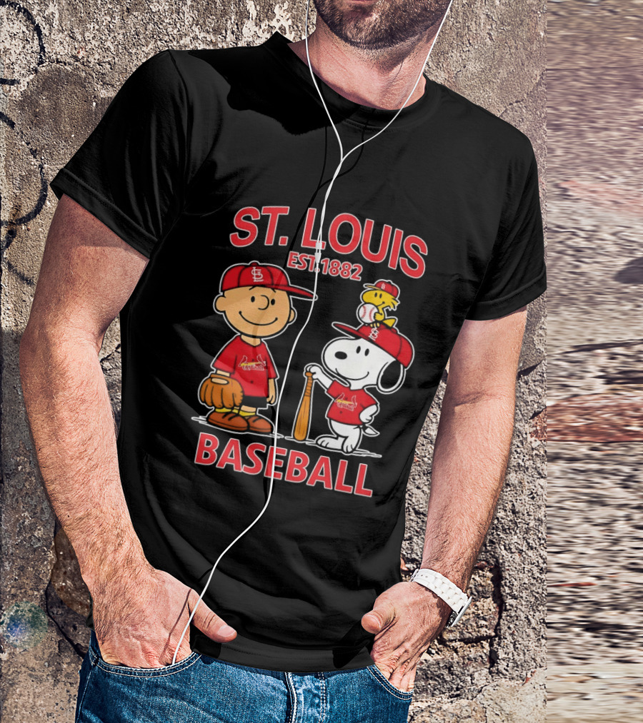 Charlie Brown Snoopy Woodstock St Louis Cardinals Baseball Est 1882 T-Shirt