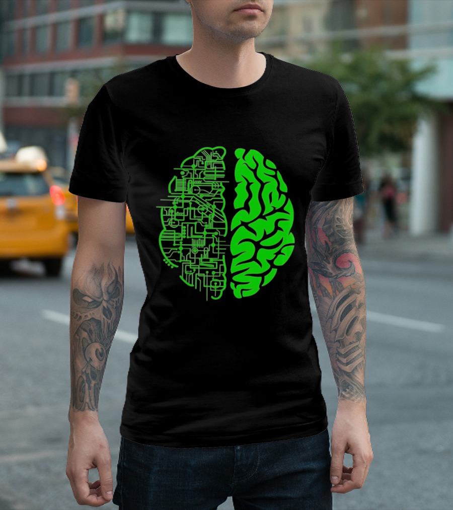 Mind Vs Machine Circuitry Brain Dual Personality T-Shirt