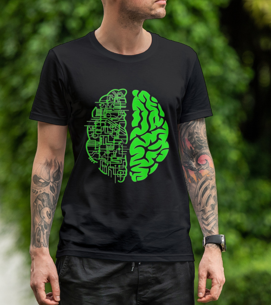 Mind Vs Machine Circuitry Brain Dual Personality T-Shirt