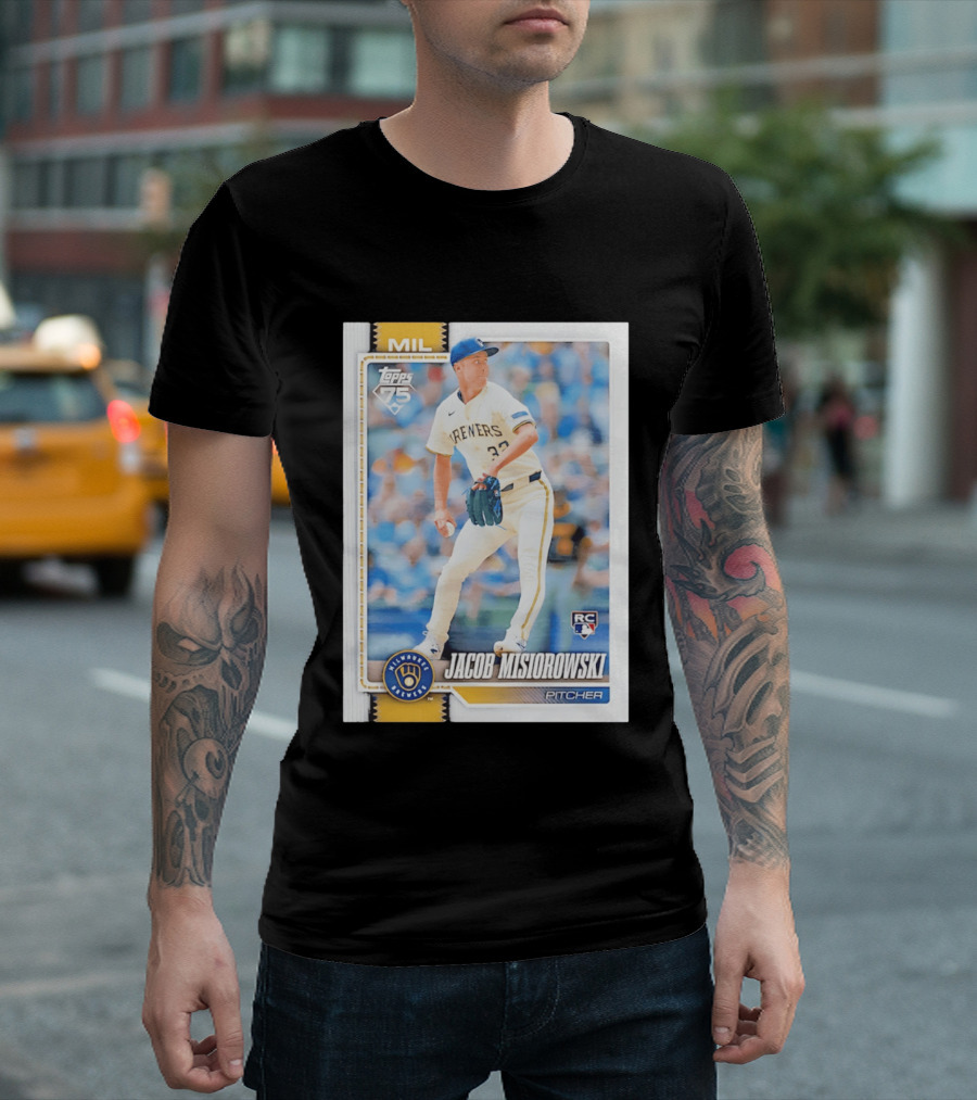 Topps 75 Milwaukee Brewers Jacob Misiorowski Rookie Card Pitcher T-Shirt