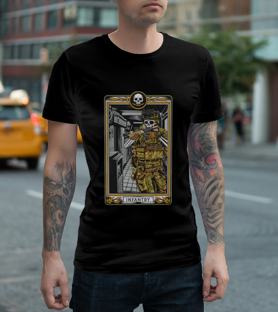 Infantry Skeleton Tactical Soldier Card T-Shirt