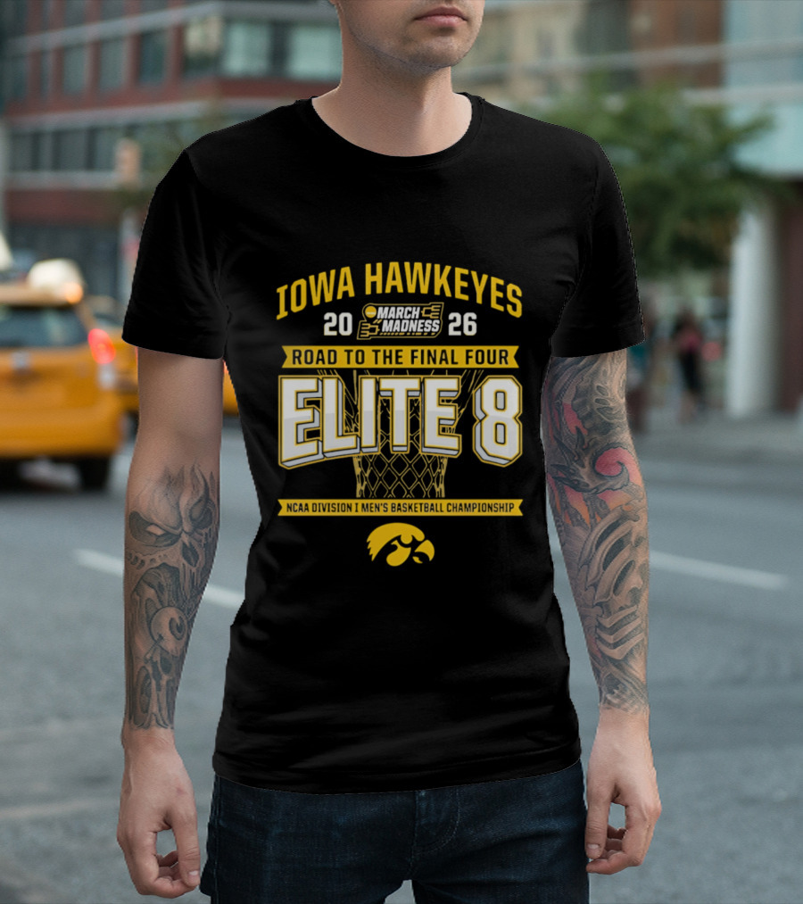 Iowa Hawkeyes 2026 March Madness Road To Final Four Elite 8 NCAA Men's Basketball Championship T-Shirt