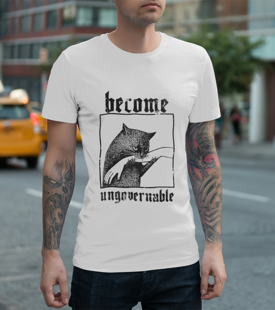 Become Ungovernable Black Cat Bit Hand T-Shirt