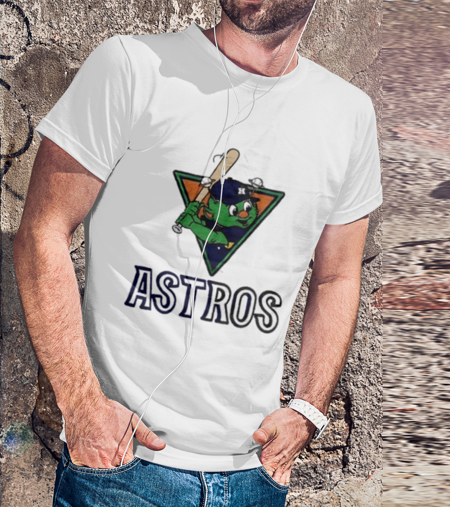 Astros Orbit Baseball Character Triangular Backdrop Homage T-Shirt