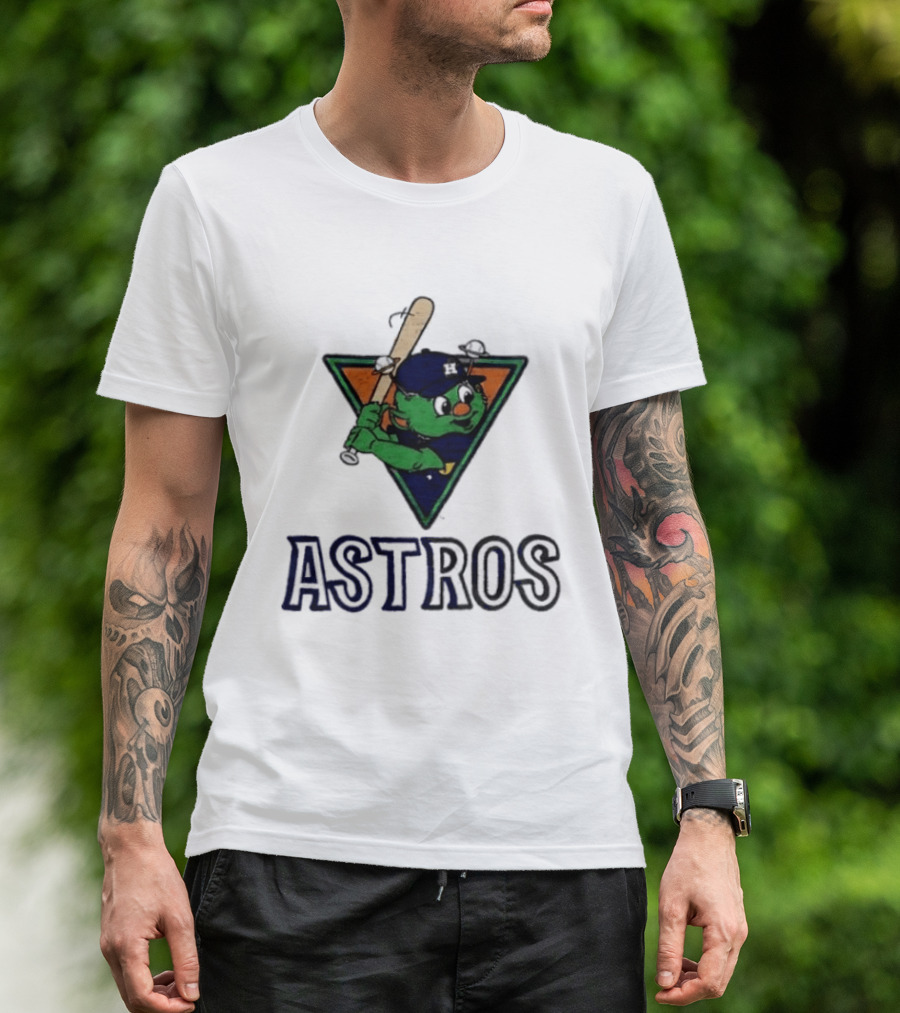 Astros Orbit Baseball Character Triangular Backdrop Homage T-Shirt