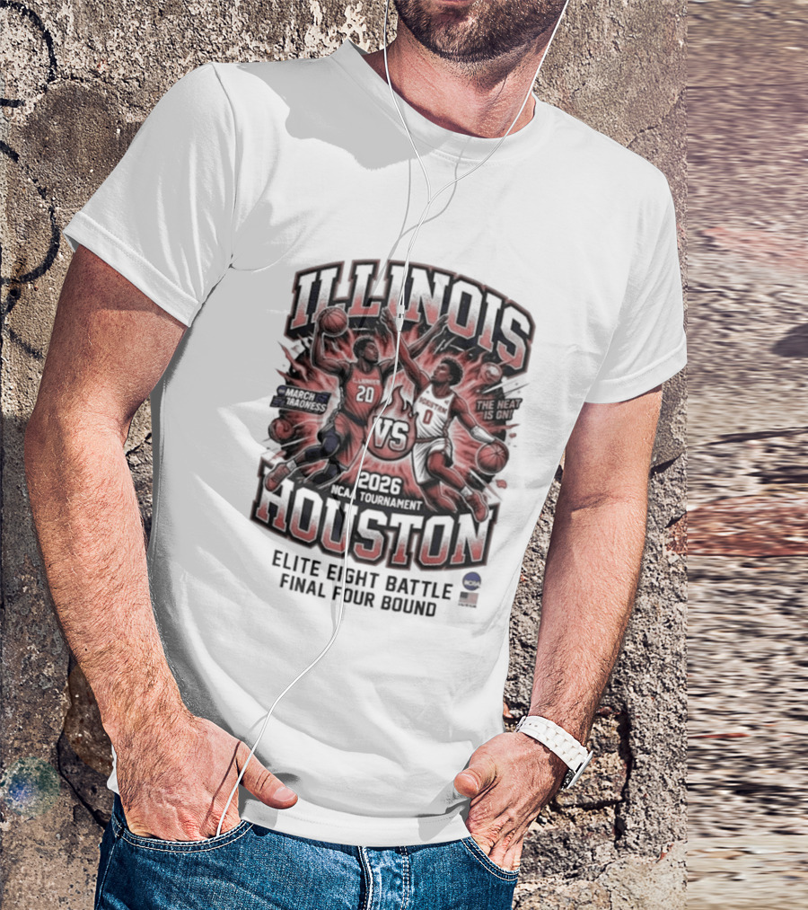 Illinois Houston NCAA Tournament 2026 Elite Eight Battle Final Four Round T-Shirt