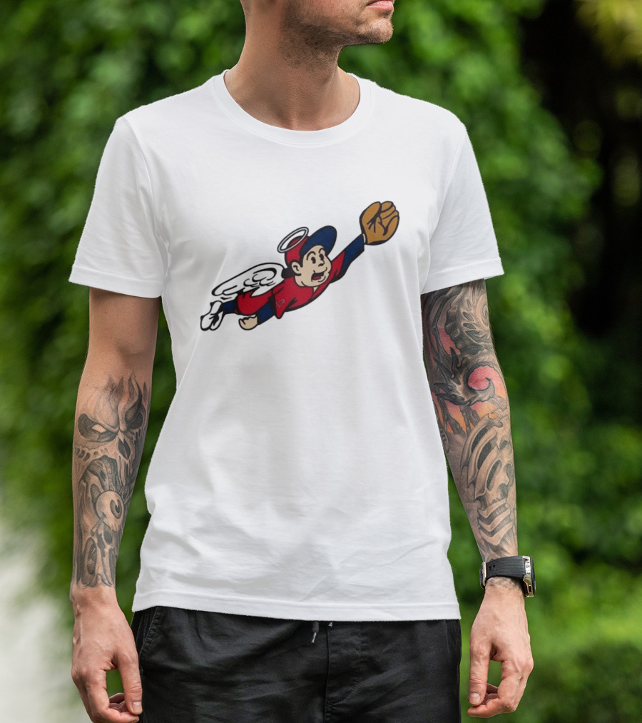 Los Angeles Angels Little Halo Boy Flying Baseball Player With Wings And Glove T-Shirt