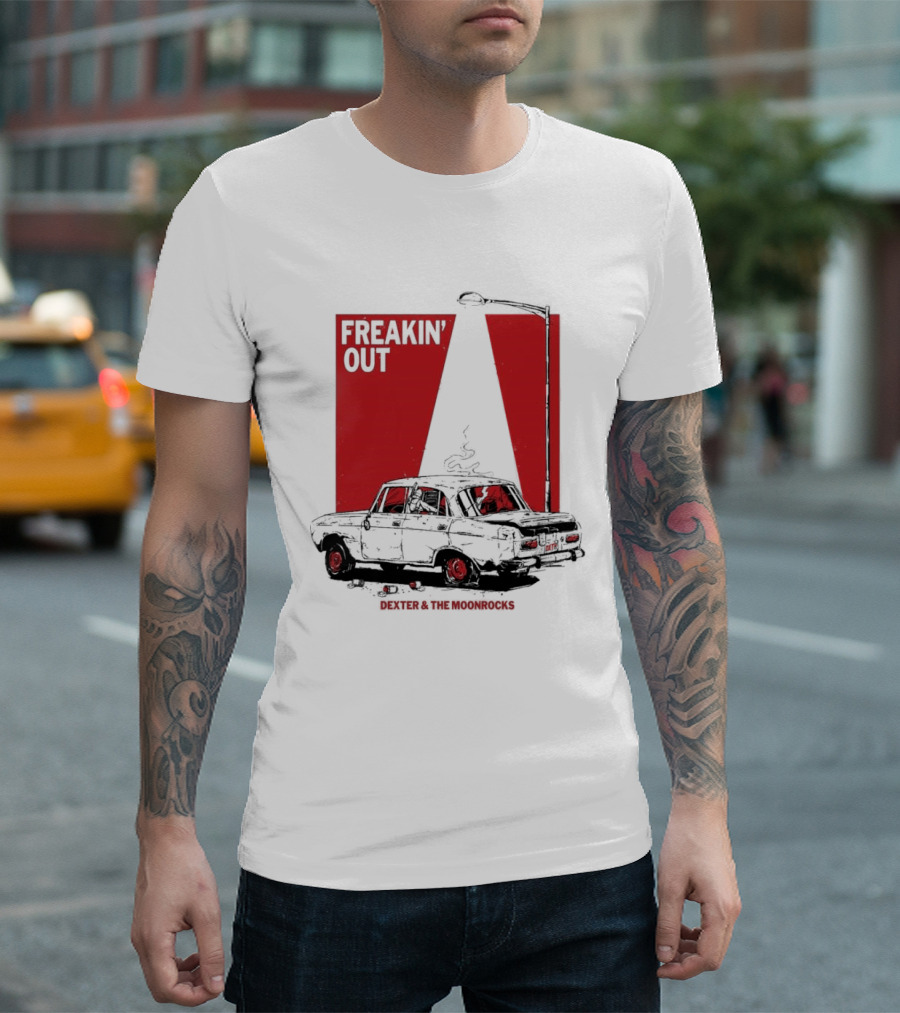 Dexter And The Moonrocks Freakin' Out Tour Car Under Red Light With Smoke T-Shirt