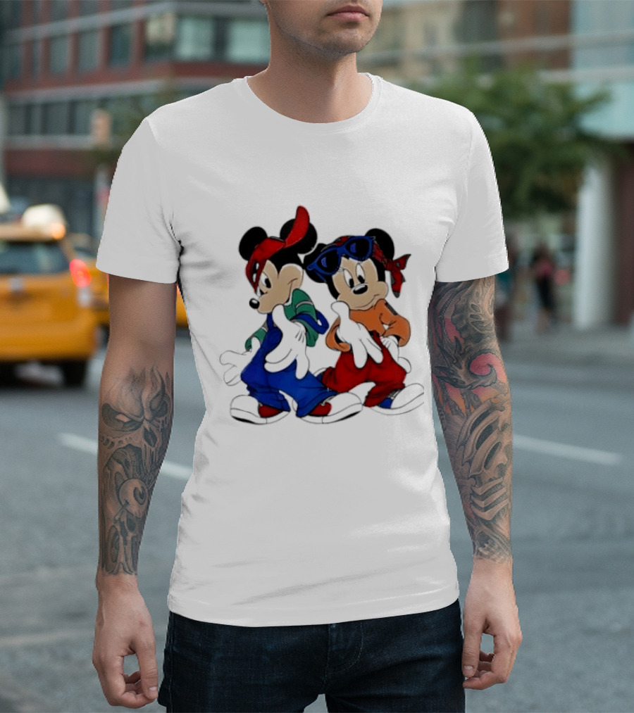 Mickey Minnie Mouse Hip Hop Style Outfits Vintage Look T-Shirt