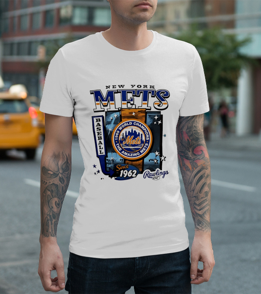 New York Mets 1969 World Champions Amazing Since 1962 Rawlings Baseball T-Shirt