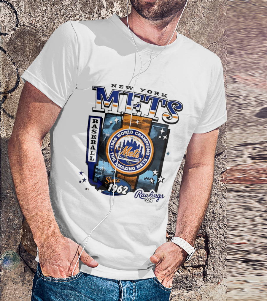 New York Mets 1969 World Champions Amazing Since 1962 Rawlings Baseball T-Shirt