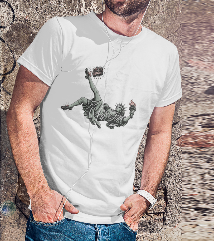 Statue Of Liberty Toppling Crown No Kings T-Shirt