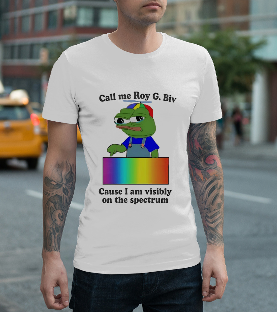 Pepe The Frog Call Me Roy G. Biv Cause I Am Visibly On The Spectrum Rainbow Visual T-Shirt
