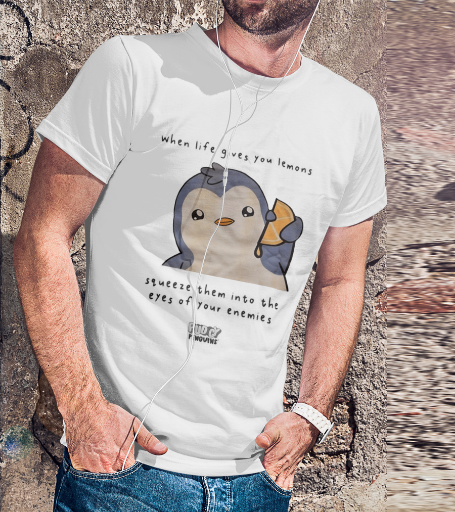 When Life Gives You Lemons Squeeze Them Into The Eyes Of Your Enemies Pudgy Penguins Cartoon T-Shirt